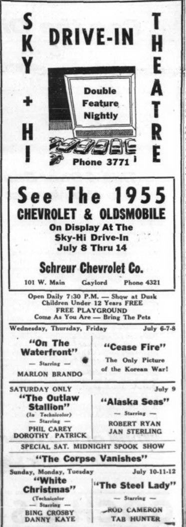 Sky-Hi Drive-In Theatre - July 7 1955 Ad (newer photo)